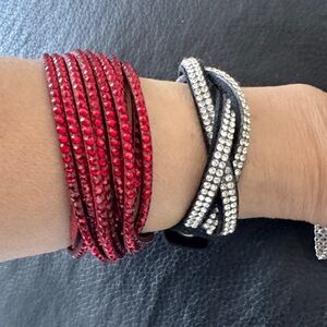 Elegant Red and Black Crystal Wrap Bracelets